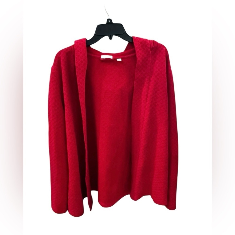 Women’s J. Jill Quilted Open Red Cardigan Sweater: Size XL